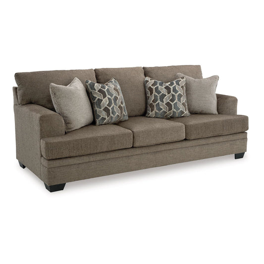 Canapé-lit Queen Size Ead, 4 coussins décoratifs, polyester marron muscade