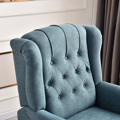 Fauteuil inclinable avec dossier capitonné et pieds en bois