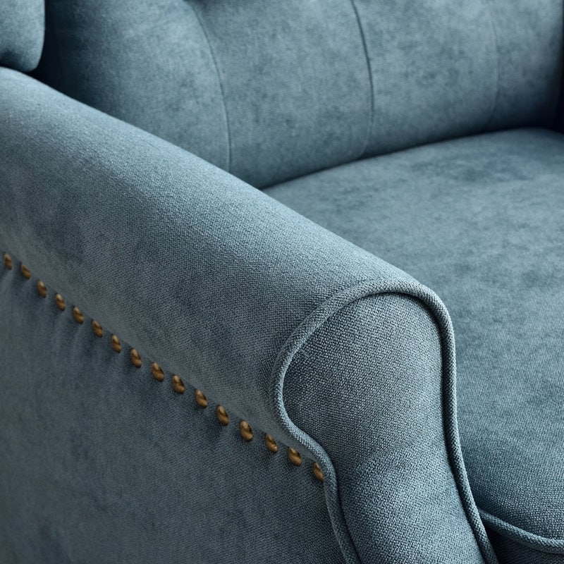 Fauteuil inclinable avec dossier capitonné et pieds en bois