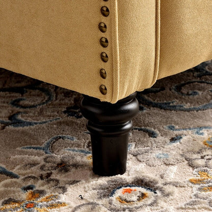 Fauteuil inclinable avec dossier capitonné et pieds en bois