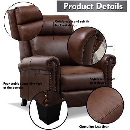 Fauteuil inclinable club en cuir véritable Ebello