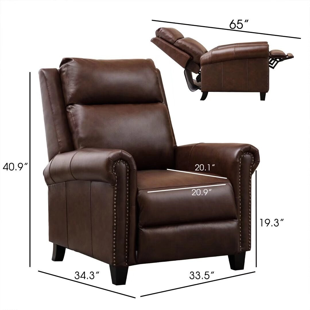 Fauteuil inclinable club en cuir véritable Ebello