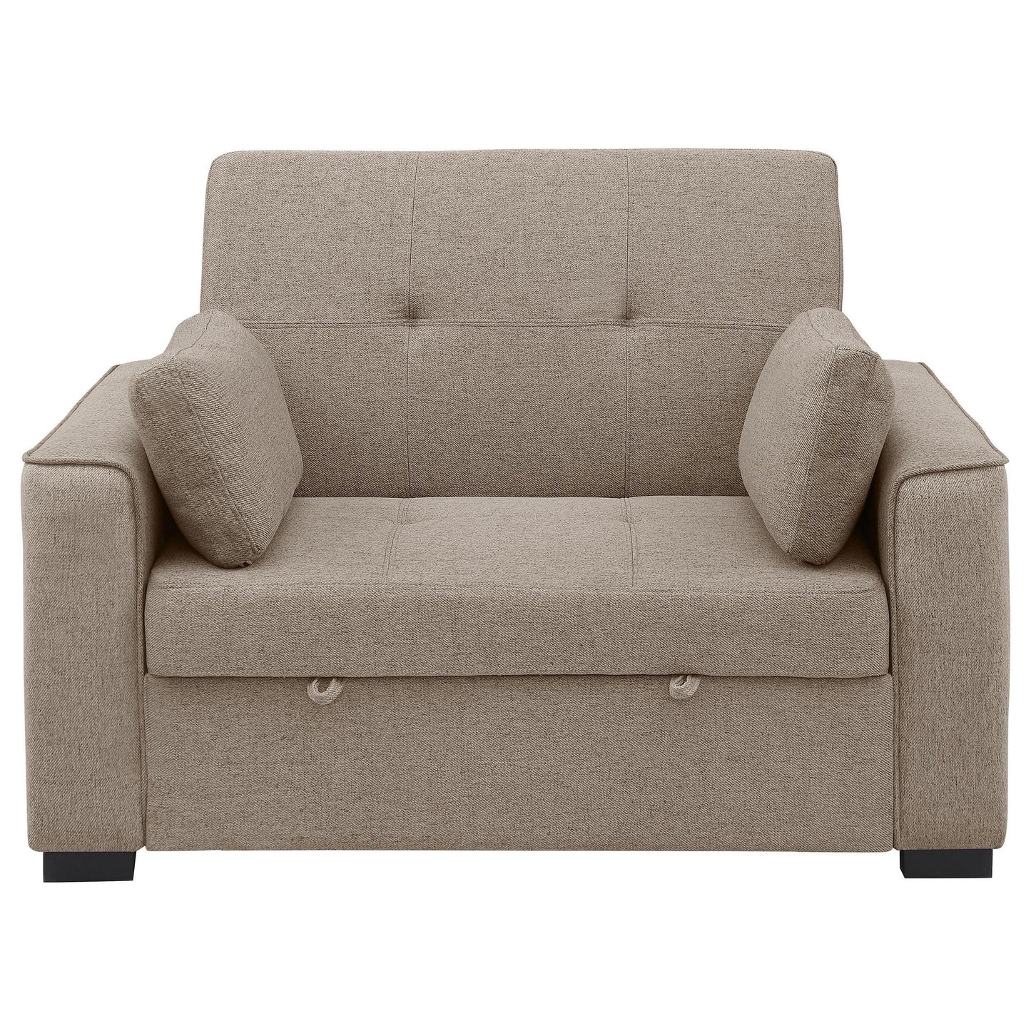 Canapé-lit convertible Edina, 2 oreillers, tissu beige, 190 cm