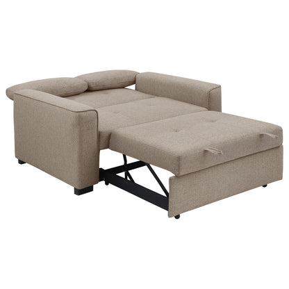 Canapé-lit convertible Edina, 2 oreillers, tissu beige, 190 cm
