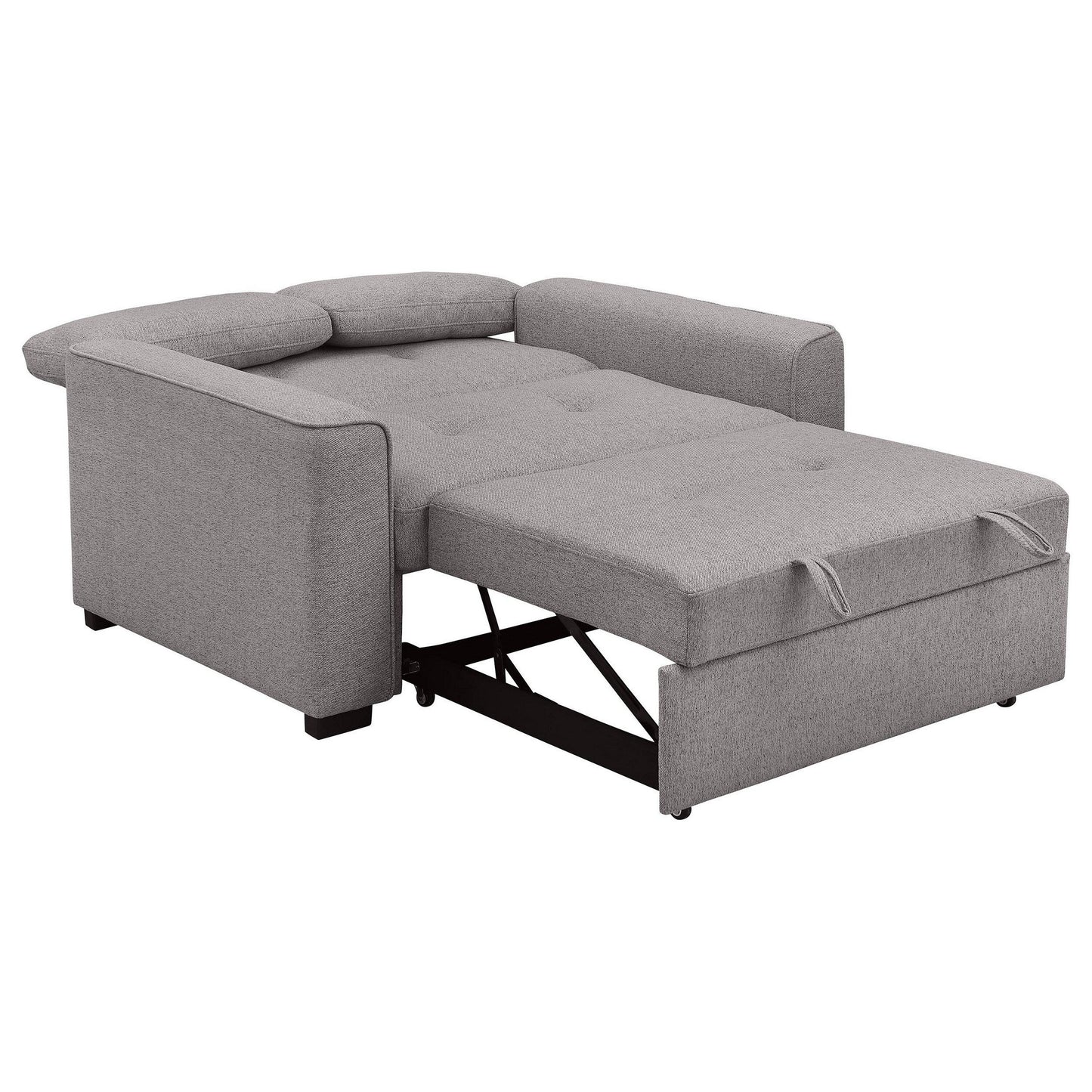 Canapé-lit convertible Edina, 2 oreillers, tissu gris, 190 cm