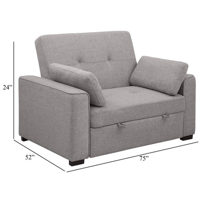 Canapé-lit convertible Edina, 2 oreillers, tissu gris, 190 cm