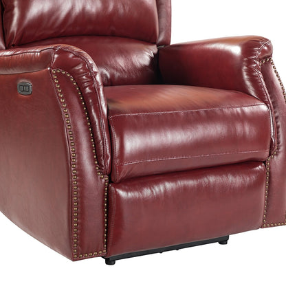 Fauteuil inclinable électrique en cuir véritable Eduardo avec port USB, lot de 2