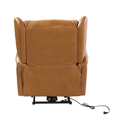 Fauteuil inclinable électrique en cuir véritable Eduardo avec port USB, lot de 2