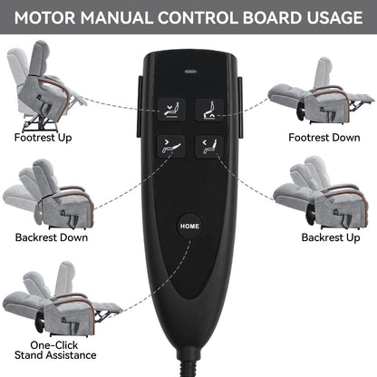 Fauteuil inclinable électrique en chenille avec deux moteurs, positions d'inclinaison infinies, chauffage et massage 8 points, accoudoirs en bois massif