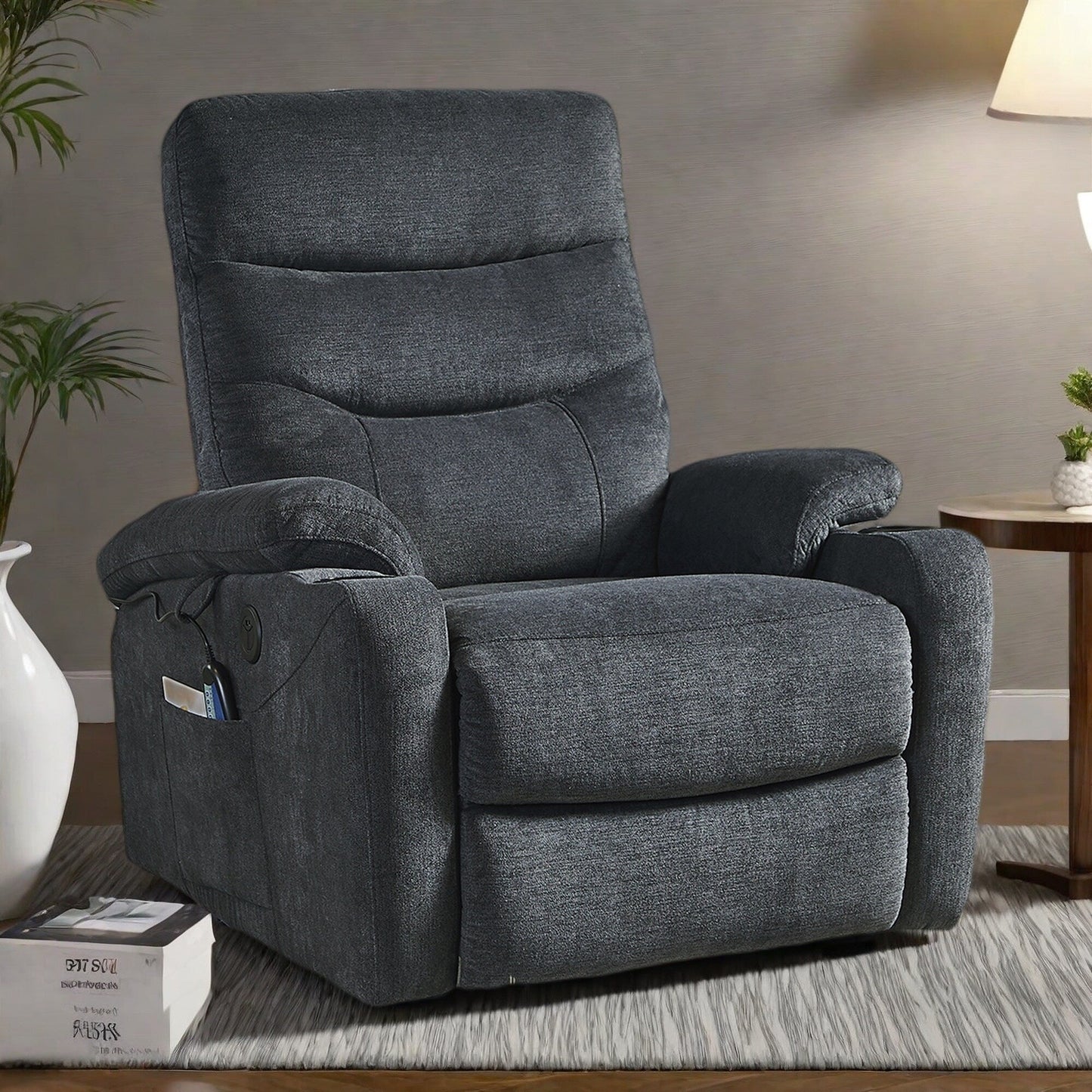 Fauteuil inclinable de massage électrique, chauffage lombaire, capacité de 158 kg, inclinaison réglable de 45° à 165°