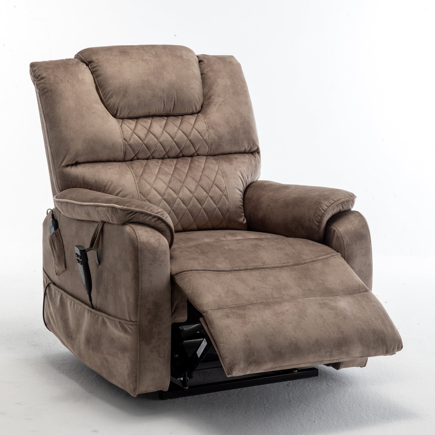 Fauteuil inclinable électrique pour personnes âgées avec inclinaison complète à 180°, moteur OKIN, siège large et poches latérales