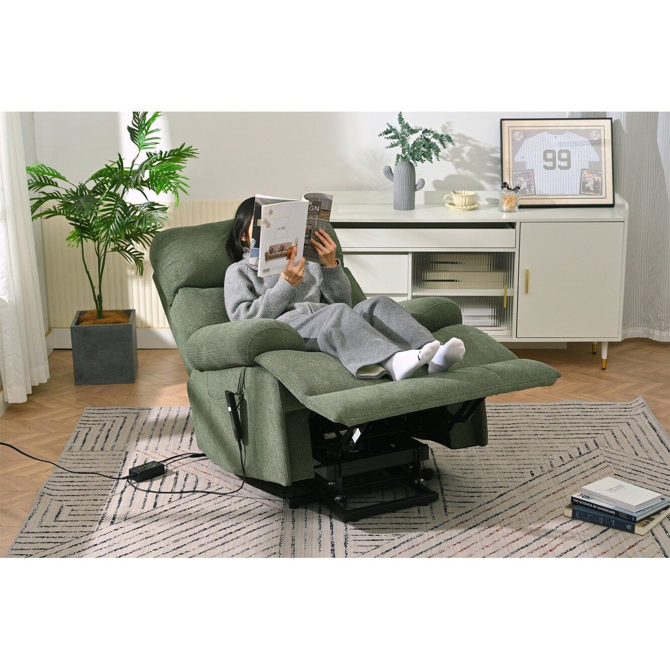 Fauteuil inclinable électrique pour personnes âgées avec télécommande, poche latérale, support ergonomique et siège spacieux