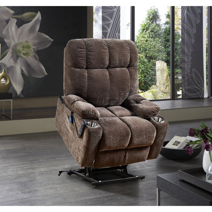 Canapé inclinable électrique avec massage et chauffage, 8 points de vibration, 1 point de chauffage lombaire, dossier réglable et repose-pieds