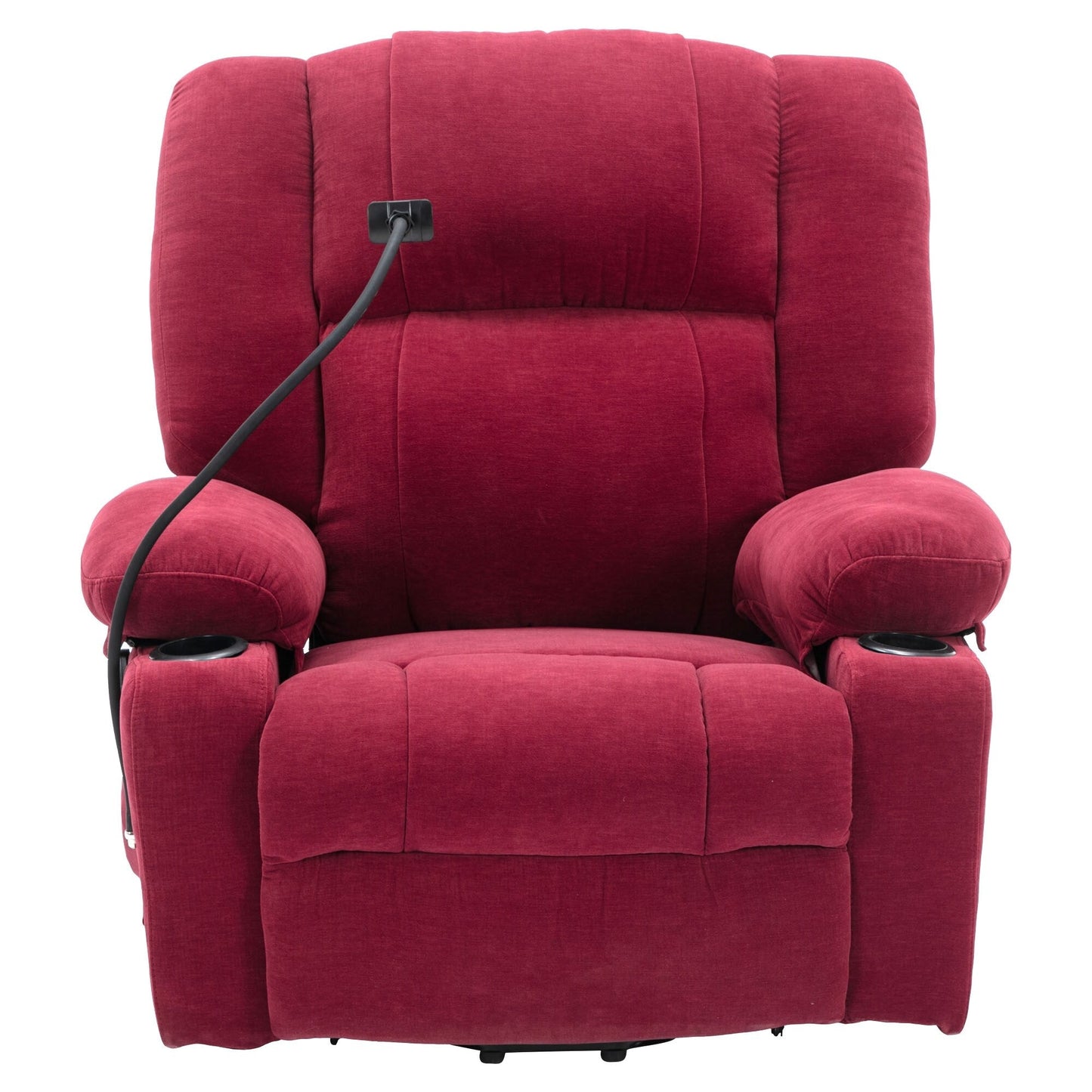 Fauteuil inclinable électrique avec massage, chauffage, porte-gobelets et support de téléphone pivotant à 360° avec inclinaison réglable