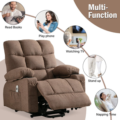 Fauteuil inclinable électrique avec chauffage, massothérapie, chargement USB et poches de rangement pratiques