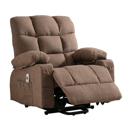 Fauteuil inclinable électrique avec chauffage, massothérapie, chargement USB et poches de rangement pratiques