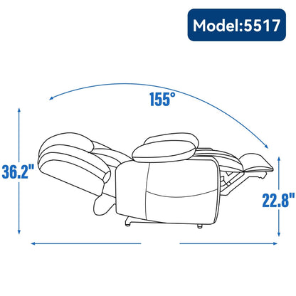 Fauteuil inclinable électrique avec massage ciblé, chauffage lombaire, double chargement USB et porte-gobelets en acier inoxydable