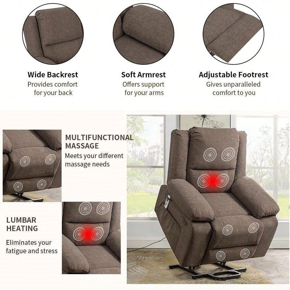 Fauteuil inclinable électrique de massage, levage multifonction, minuterie