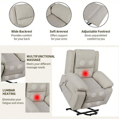 Fauteuil inclinable électrique de massage, levage multifonction, minuterie