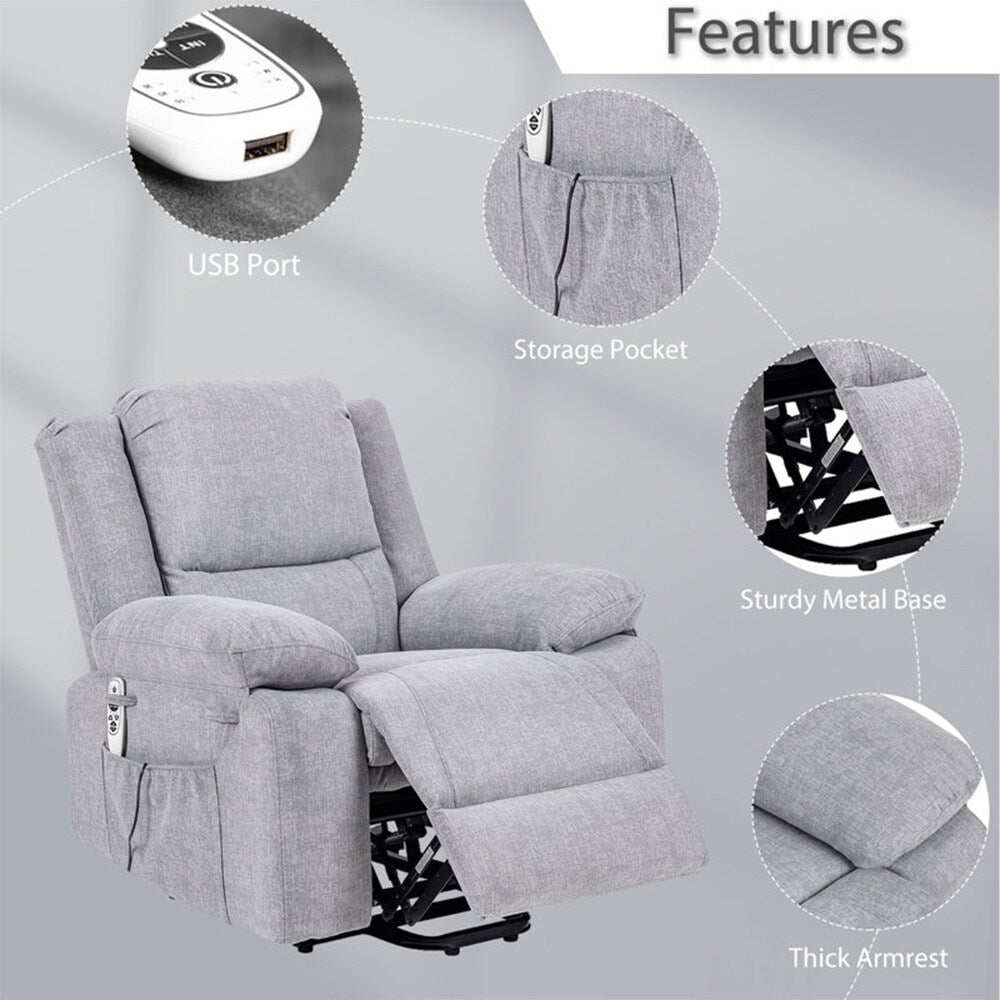 Fauteuil inclinable électrique de massage, levage multifonction, minuterie