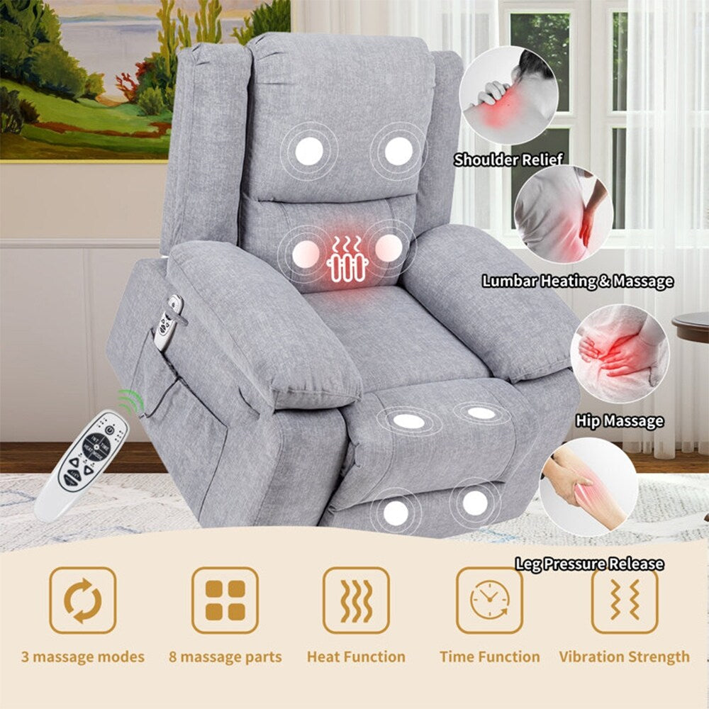 Fauteuil inclinable électrique de massage, levage multifonction, minuterie