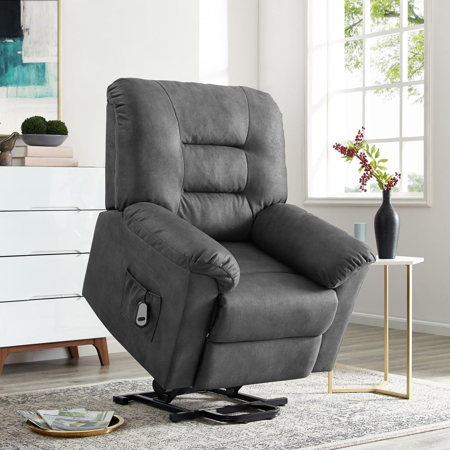Fauteuil inclinable électrique avec releveur, fauteuil inclinable électrique avec télécommande, fauteuil inclinable électrique confortable pour personnes âgées