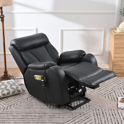 Fauteuil inclinable électrique pour personnes âgées, siège inclinable réglable avec poche latérale et télécommande.