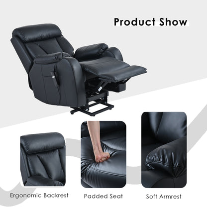 Fauteuil inclinable électrique pour personnes âgées, siège inclinable réglable avec poche latérale et télécommande.