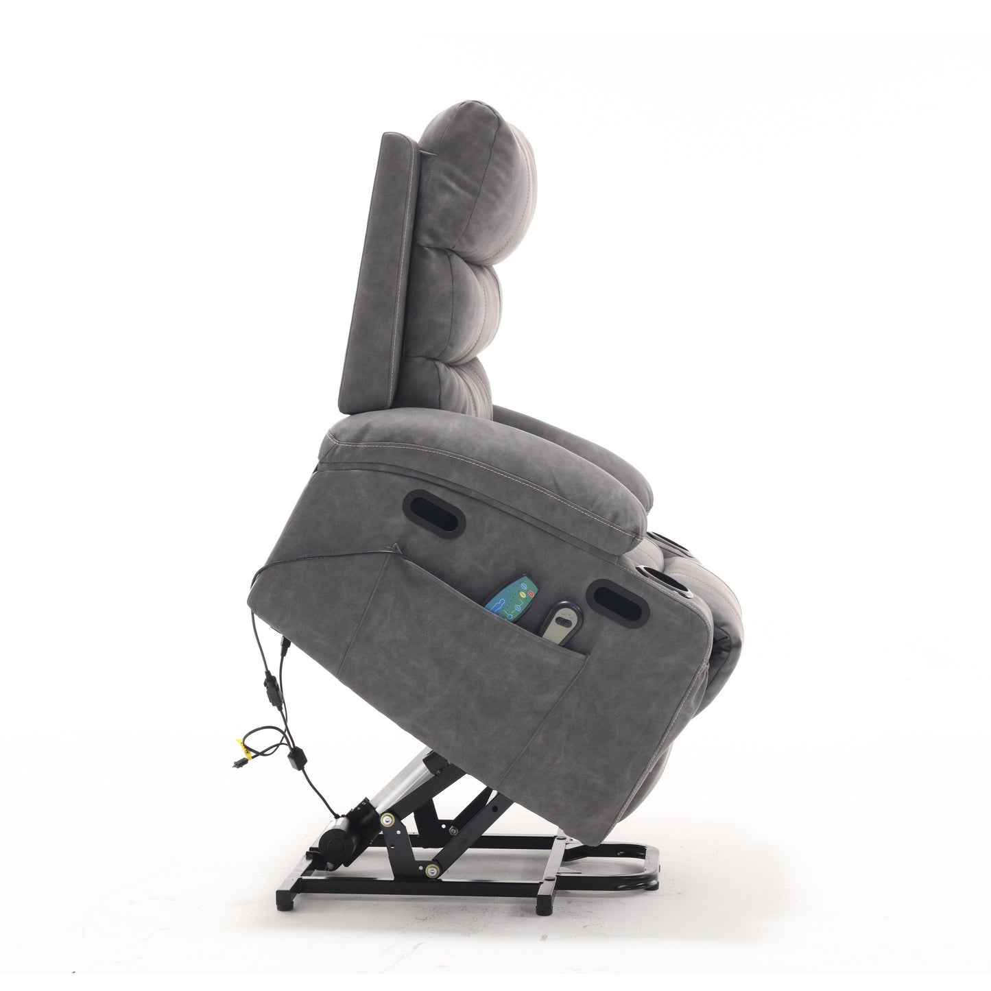 Canapé inclinable électrique avec massage par vibrations à 8 points, chauffage, minuterie réglable, télécommande et porte-gobelet