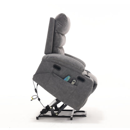 Canapé inclinable électrique avec massage par vibrations à 8 points, chauffage, minuterie réglable, télécommande et porte-gobelet