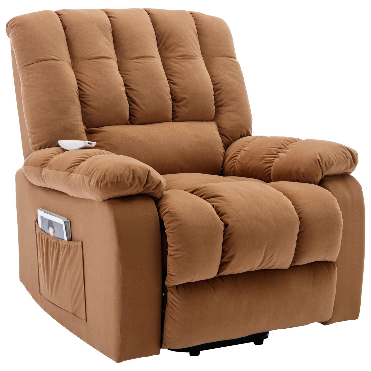Fauteuil inclinable électrique avec chauffage, massage et rangement latéral pour salon ou chambre