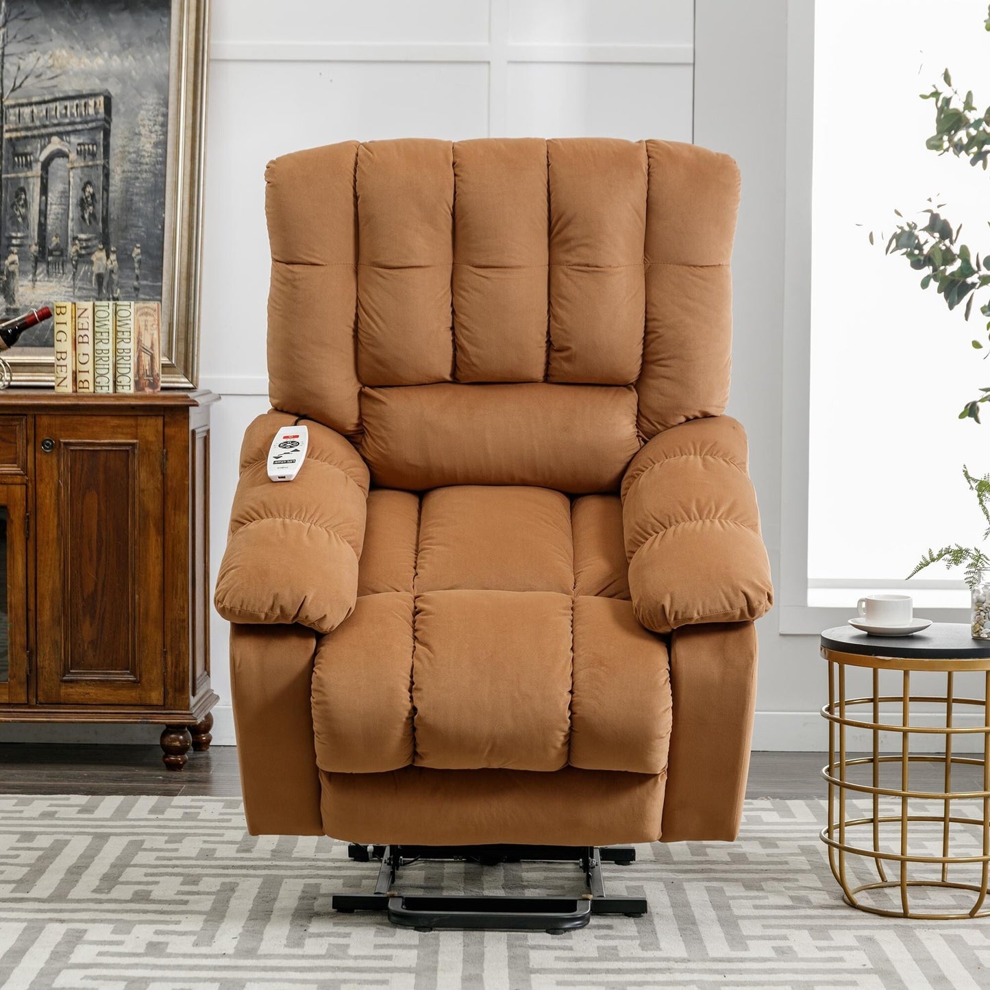 Fauteuil inclinable électrique avec chauffage, massage et rangement latéral pour salon ou chambre