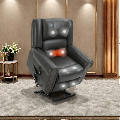 Fauteuil inclinable électrique avec deux moteurs, massage chauffant, ports de charge USB et inclinaison infinie pour les personnes âgées