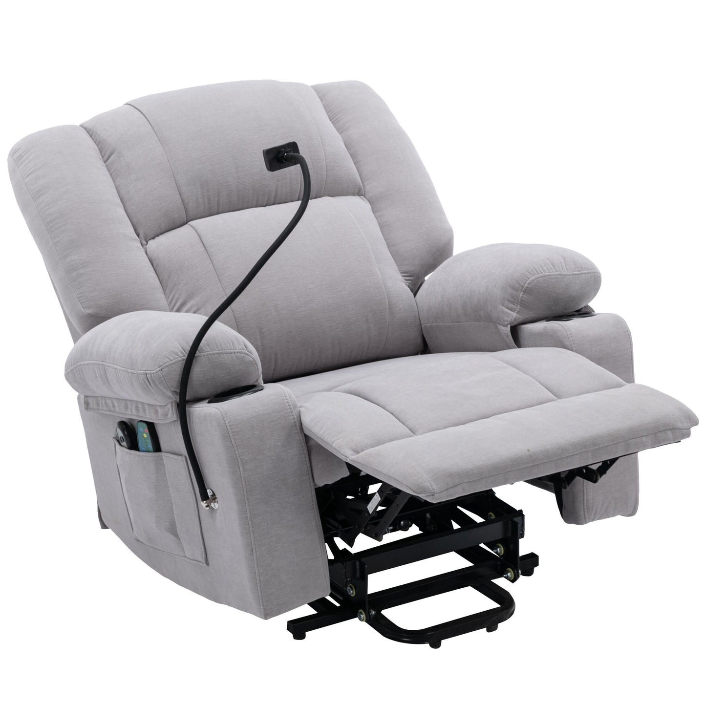 Fauteuil inclinable électrique avec massage, chauffage, porte-gobelets et pivot