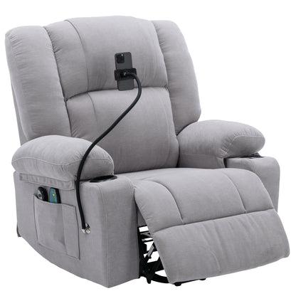 Fauteuil inclinable électrique avec massage, chauffage, porte-gobelets et pivot