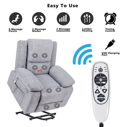 Fauteuil inclinable électrique avec massage pour personnes âgées