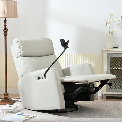 Fauteuil inclinable électrique pivotant à 270°, ports USB et repose-pieds réglable pour salon et chambre d'enfant