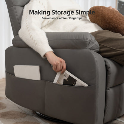 Fauteuil inclinable pivotant électrique - Fauteuil inclinable massant surdimensionné avec chargement USB/Type-C, fonction de bascule rotative à 360°