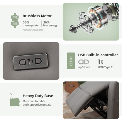 Fauteuil inclinable pivotant électrique - Fauteuil inclinable massant surdimensionné avec chargement USB/Type-C, fonction de bascule rotative à 360°
