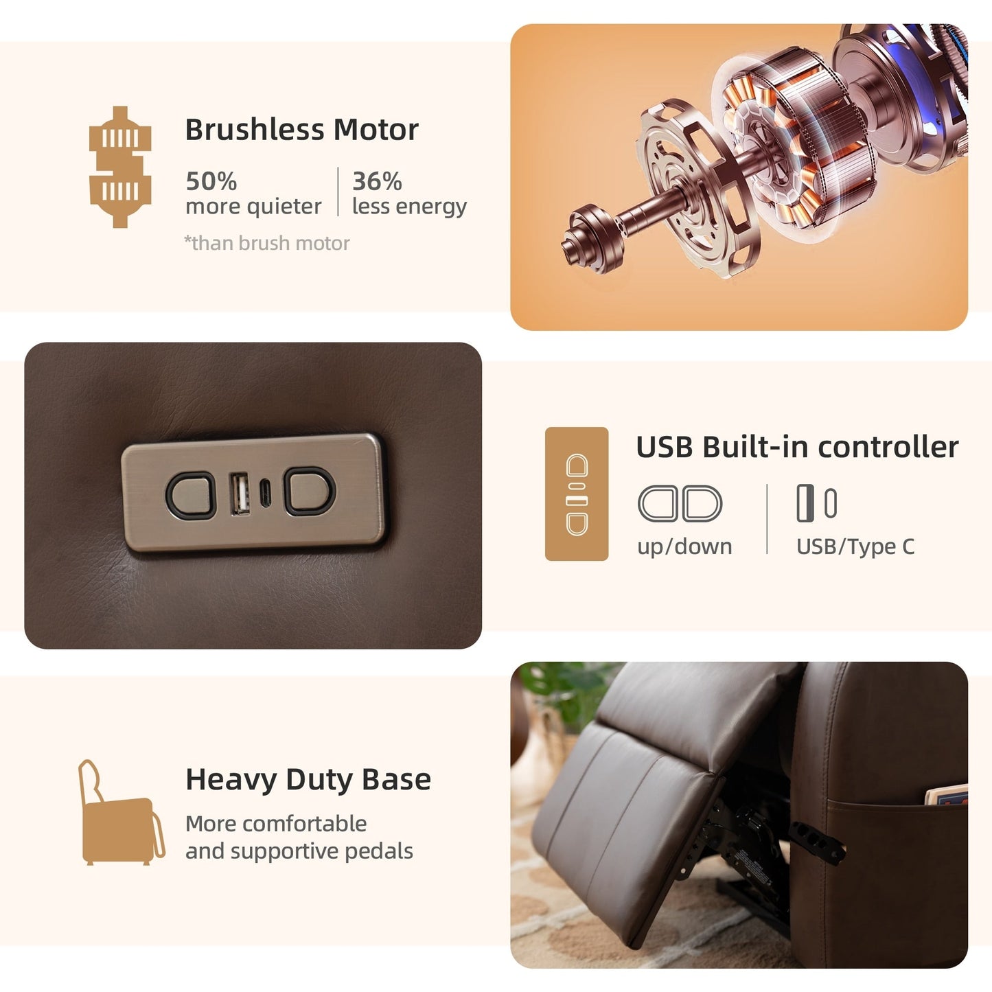 Fauteuil inclinable pivotant électrique - Fauteuil inclinable massant surdimensionné avec chargement USB/Type-C, fonction de bascule rotative à 360°