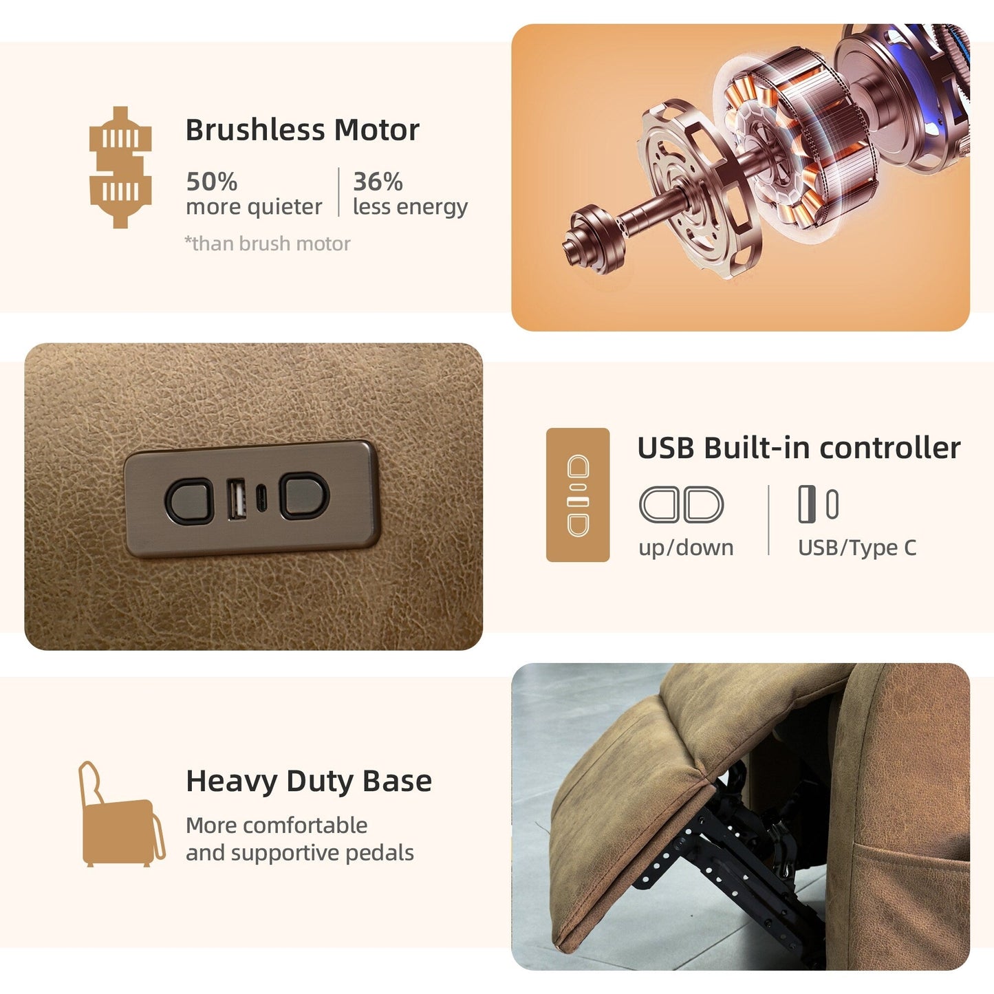 Fauteuil inclinable pivotant électrique - Fauteuil inclinable massant surdimensionné avec chargement USB/Type-C, fonction de bascule rotative à 360°