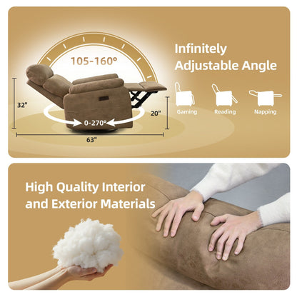 Fauteuil inclinable pivotant électrique - Fauteuil inclinable massant surdimensionné avec chargement USB/Type-C, fonction de bascule rotative à 360°