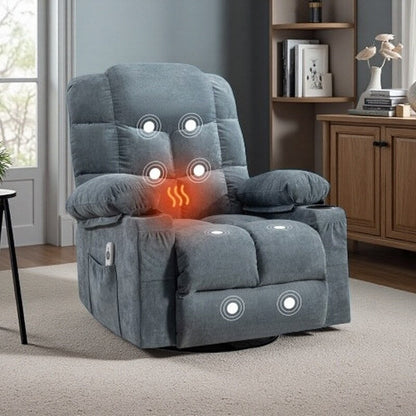 Fauteuil inclinable électrique avec inclinaison réglable à 139°, massage 8 points et chauffage lombaire, moteur Okin, chargement USB et rangement latéral