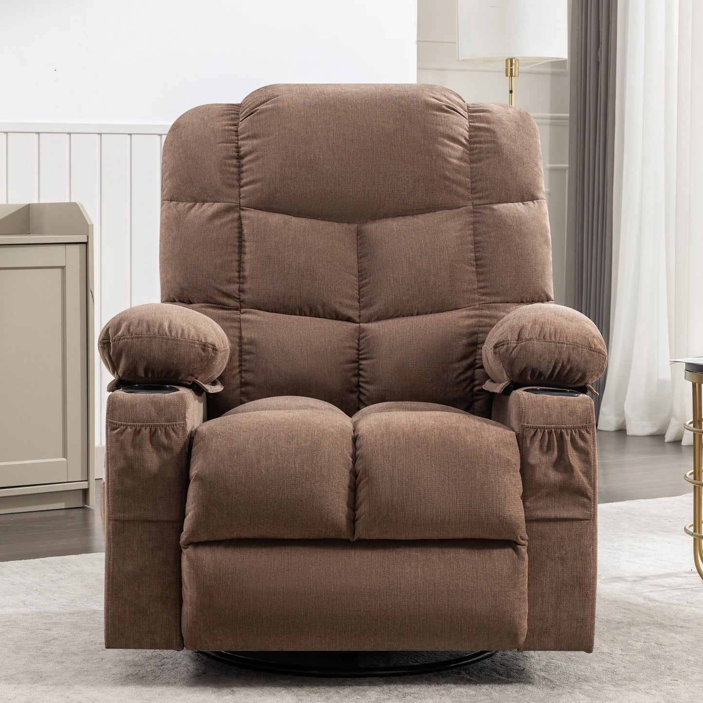 Fauteuil inclinable électrique avec inclinaison réglable à 139°, massage 8 points et chauffage lombaire, moteur Okin, chargement USB et rangement latéral