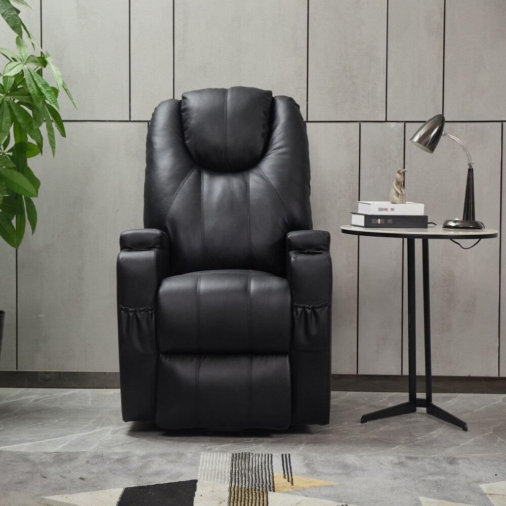 Fauteuil inclinable électrique, similicuir, avec porte-gobelets et télécommande