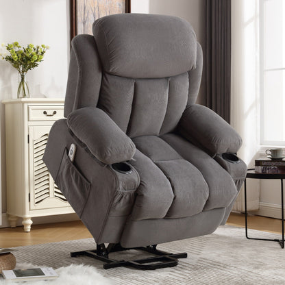 Fauteuil inclinable électrique avec chauffage, massage, télécommande, chargement USB et poches latérales pour personnes âgées