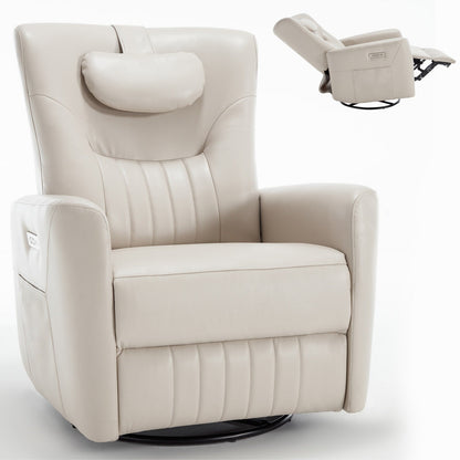 Fauteuil inclinable pivotant électrique avec rotation à 270°, fonction bascule, soutien lombaire et cervical, et ports de charge USB/Type-C