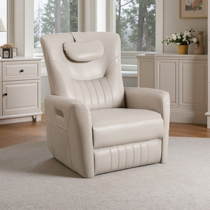 Fauteuil inclinable pivotant électrique avec rotation à 270°, fonction bascule, soutien lombaire et cervical, et ports de charge USB/Type-C