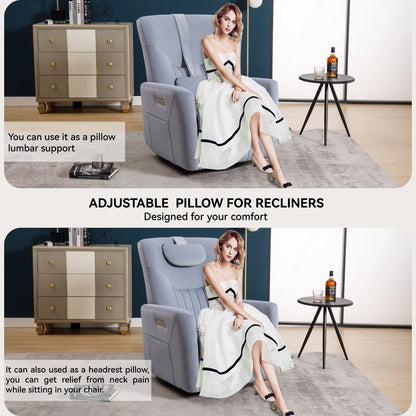 Fauteuil inclinable pivotant électrique avec rotation à 270°, fonction bascule, soutien lombaire et cervical, et ports de charge USB/Type-C