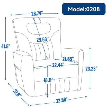 Fauteuil inclinable pivotant électrique avec rotation à 270°, fonction bascule, soutien lombaire et cervical, et ports de charge USB/Type-C